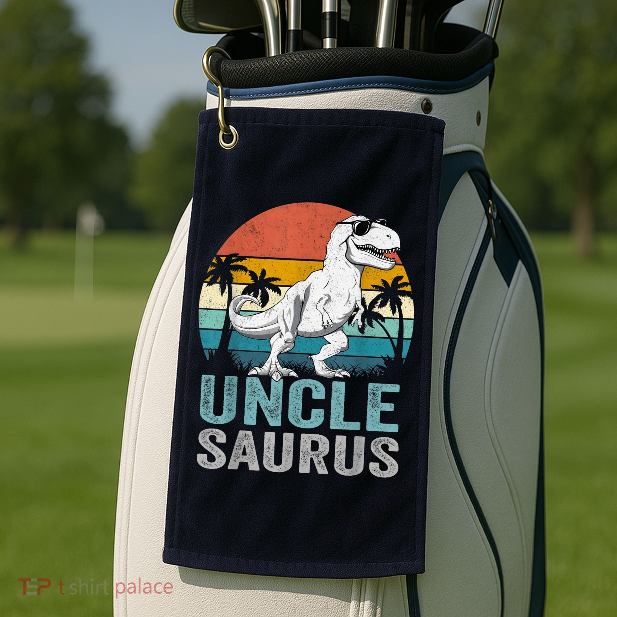 Unclesaurus T Rex Dinosaur Uncle Saurus Family Matching Golf Towel