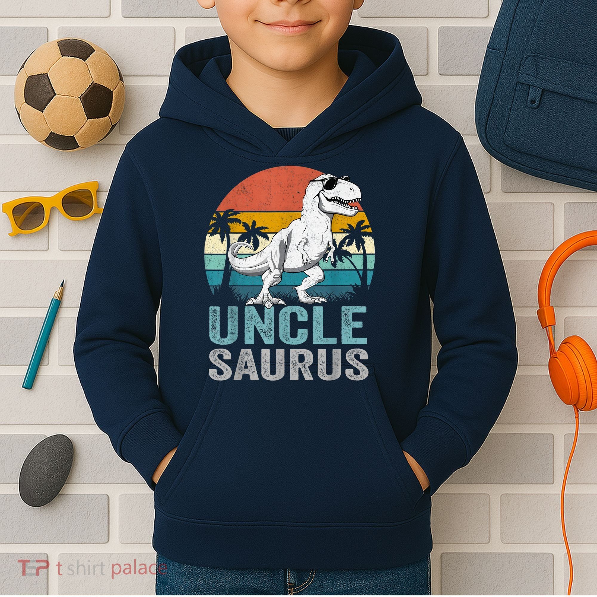 Unclesaurus T Rex Dinosaur Uncle Saurus Family Matching Kids Hoodie