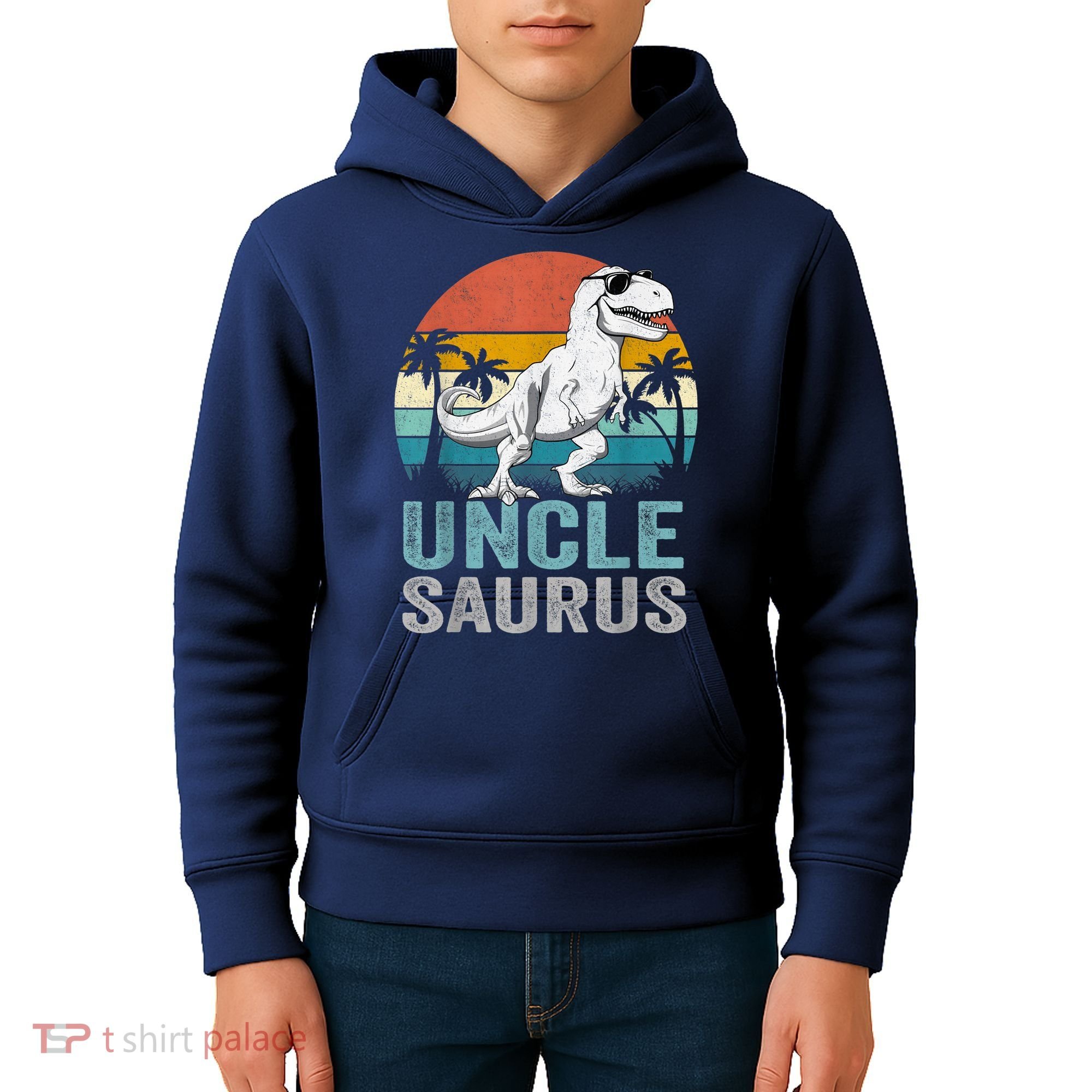 Unclesaurus T Rex Dinosaur Uncle Saurus Family Matching Kids Hoodie