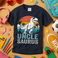 Unclesaurus T Rex Dinosaur Uncle Saurus Family Matching Kids T-Shirt thumb 3