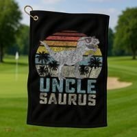 Unclesaurus T Rex Dinosaur Uncle Saurus Family Matching Golf Towel thumb 1