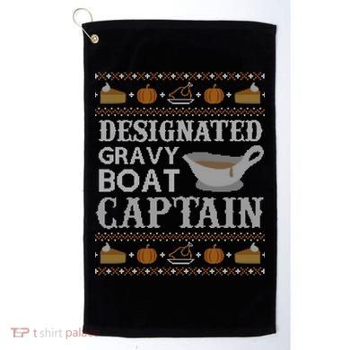 Ugly Thanksgiving Sweater Gravy Boat Captain Gift Golf Towel