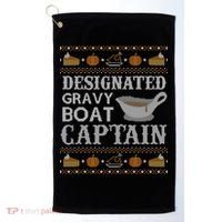 Ugly Thanksgiving Sweater Gravy Boat Captain Gift Golf Towel thumb 0