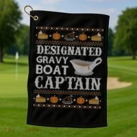 Ugly Thanksgiving Sweater Gravy Boat Captain Gift Golf Towel thumb 1