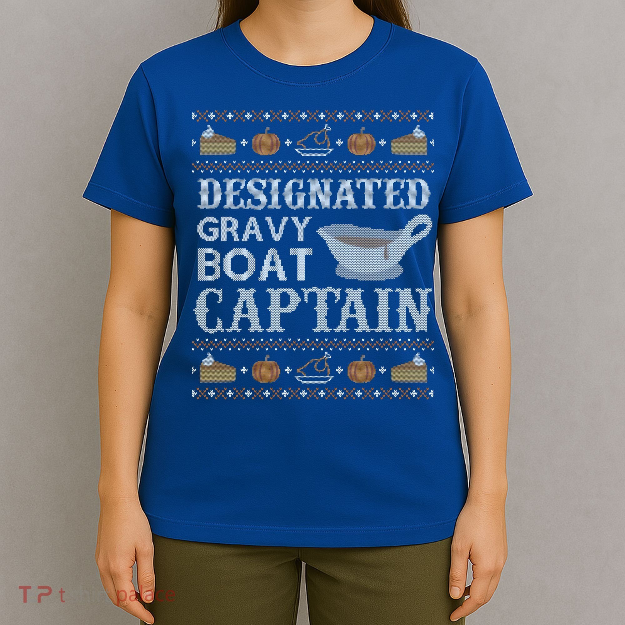 Ugly Thanksgiving Sweater Gravy Boat Captain Gift T-Shirt
