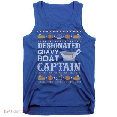 Ugly Thanksgiving Sweater Gravy Boat Captain Gift Tank Top