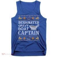 Ugly Thanksgiving Sweater Gravy Boat Captain Gift Tank Top thumb 0