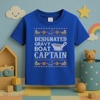 Ugly Thanksgiving Sweater Gravy Boat Captain Gift Toddler T-Shirt thumb 3