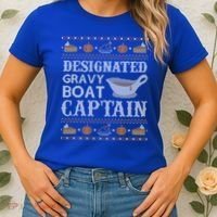 Ugly Thanksgiving Sweater Gravy Boat Captain Gift Women's T-Shirt thumb 2