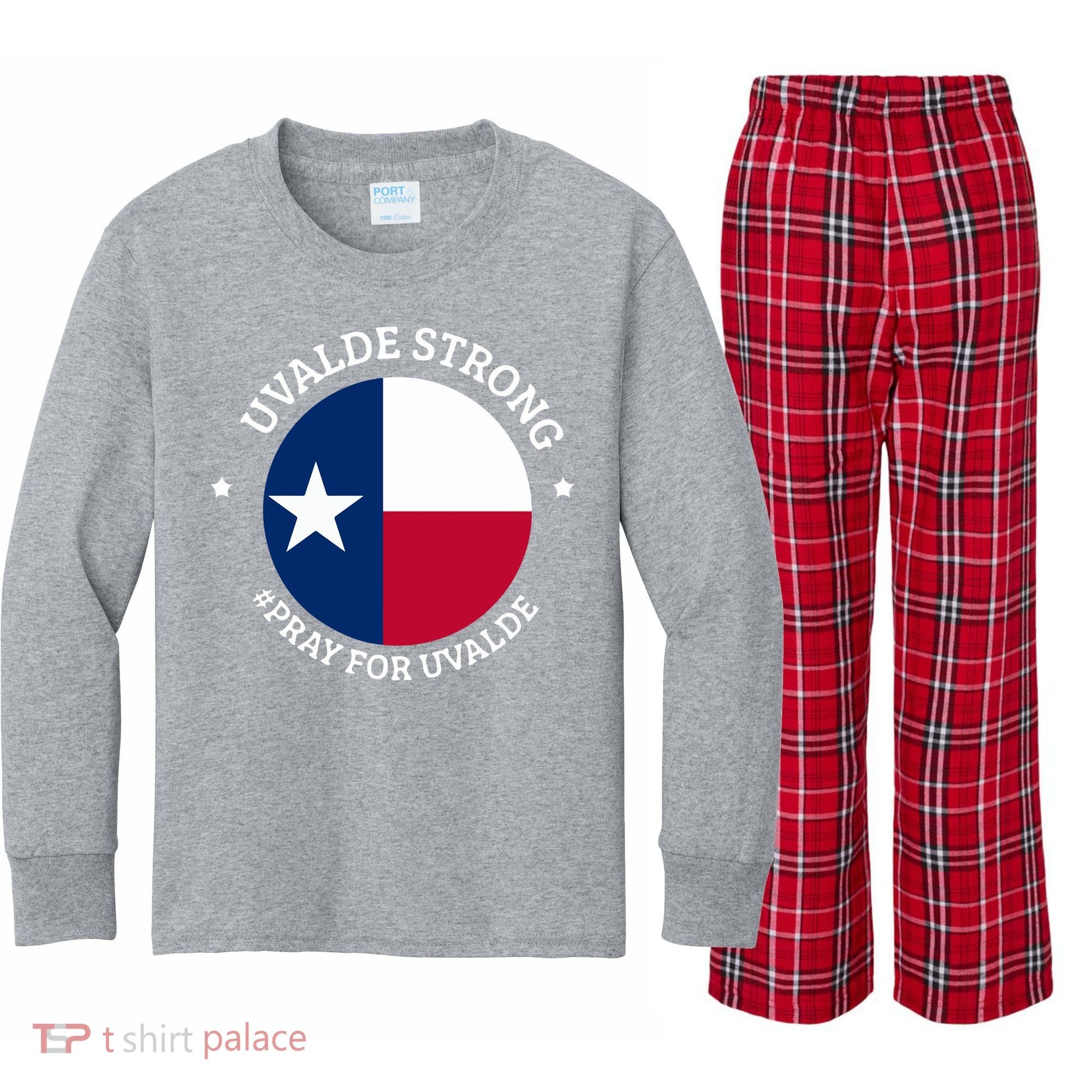 Uvalde Texas Strong Protect Kids Not Guns Kids Long Sleeve Plaid Pajama Set