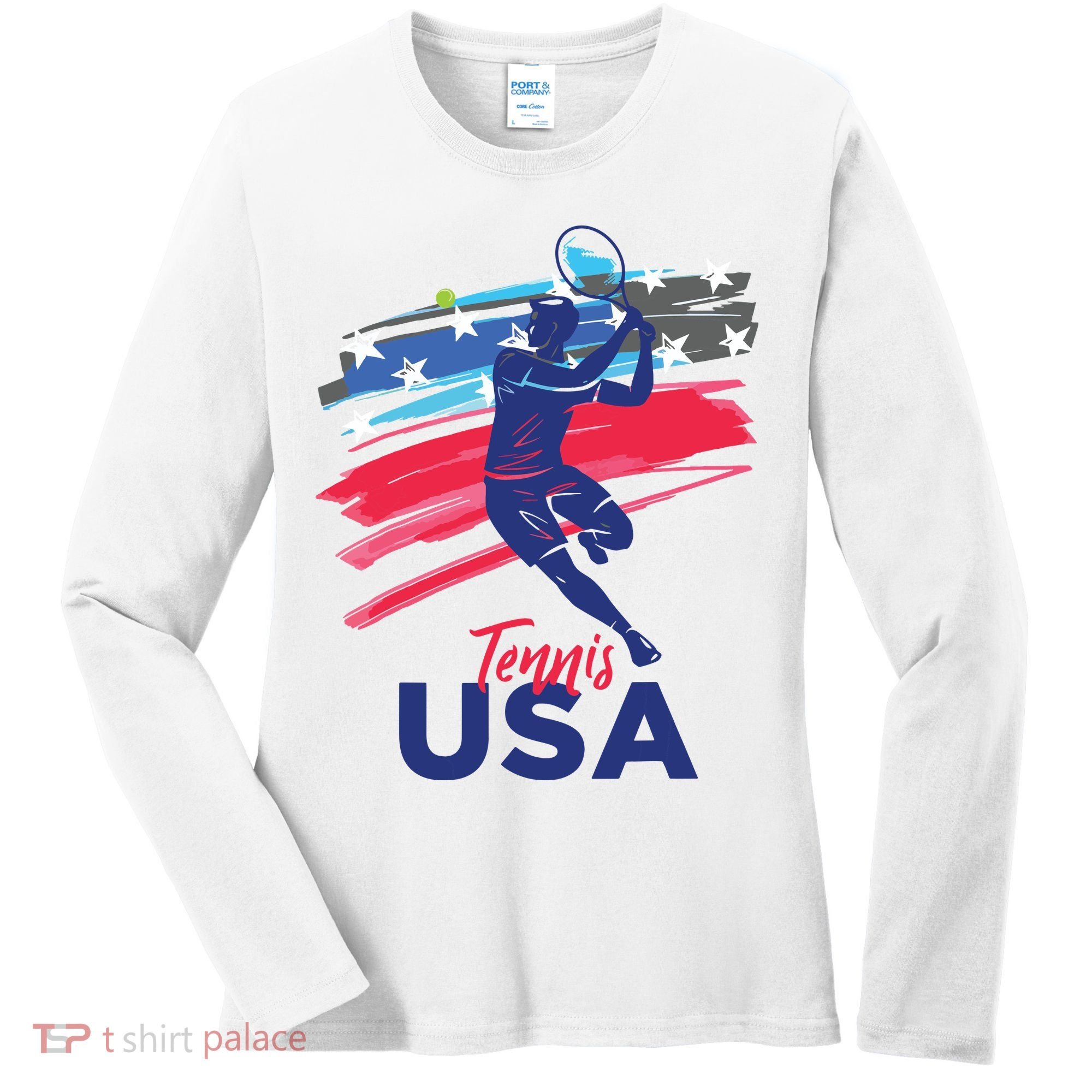 USA Tennis Support The Team Shirts USA Tennis Lover Women's Long Sleeve Shirt