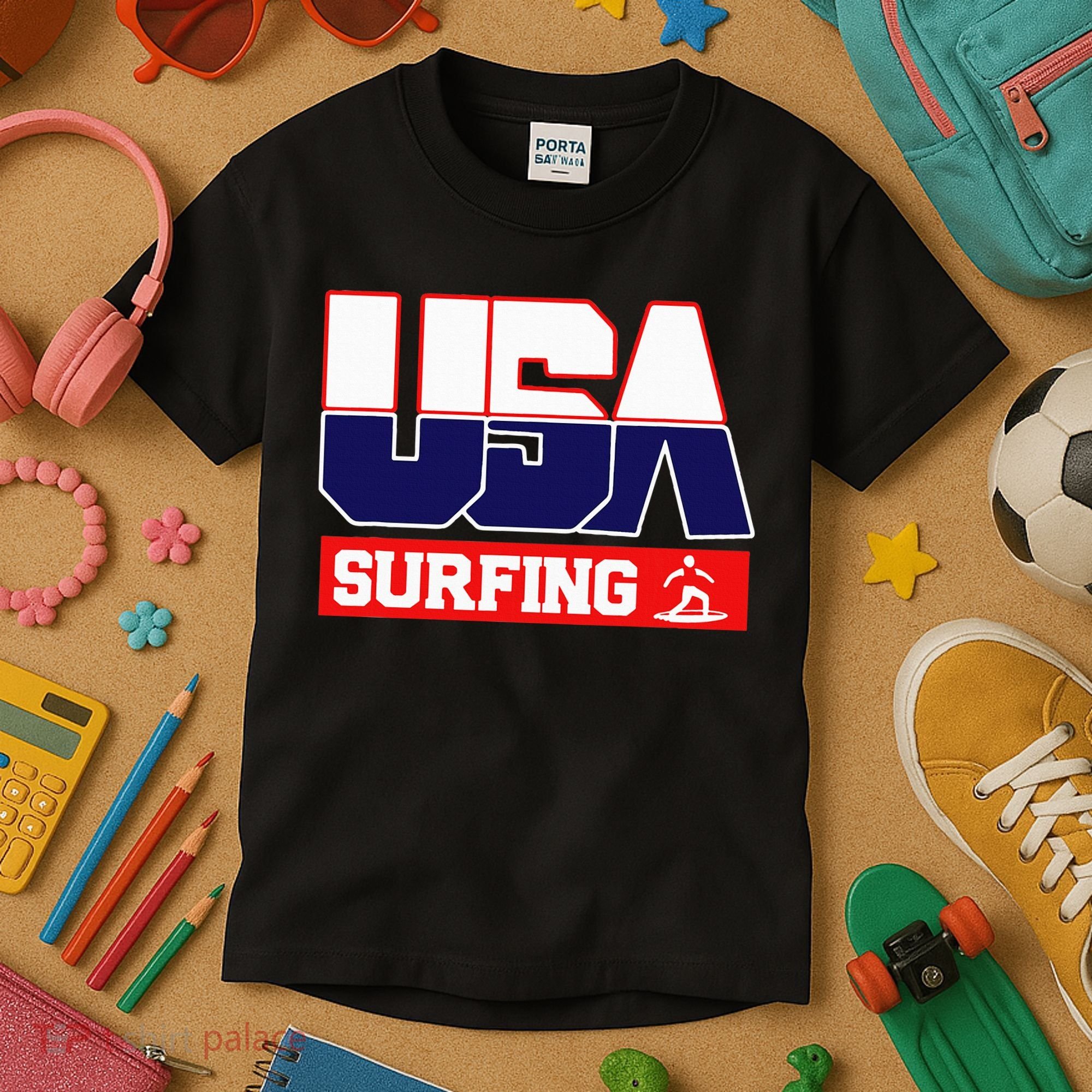 Usa Team Surfing American Sports Kids T-Shirt