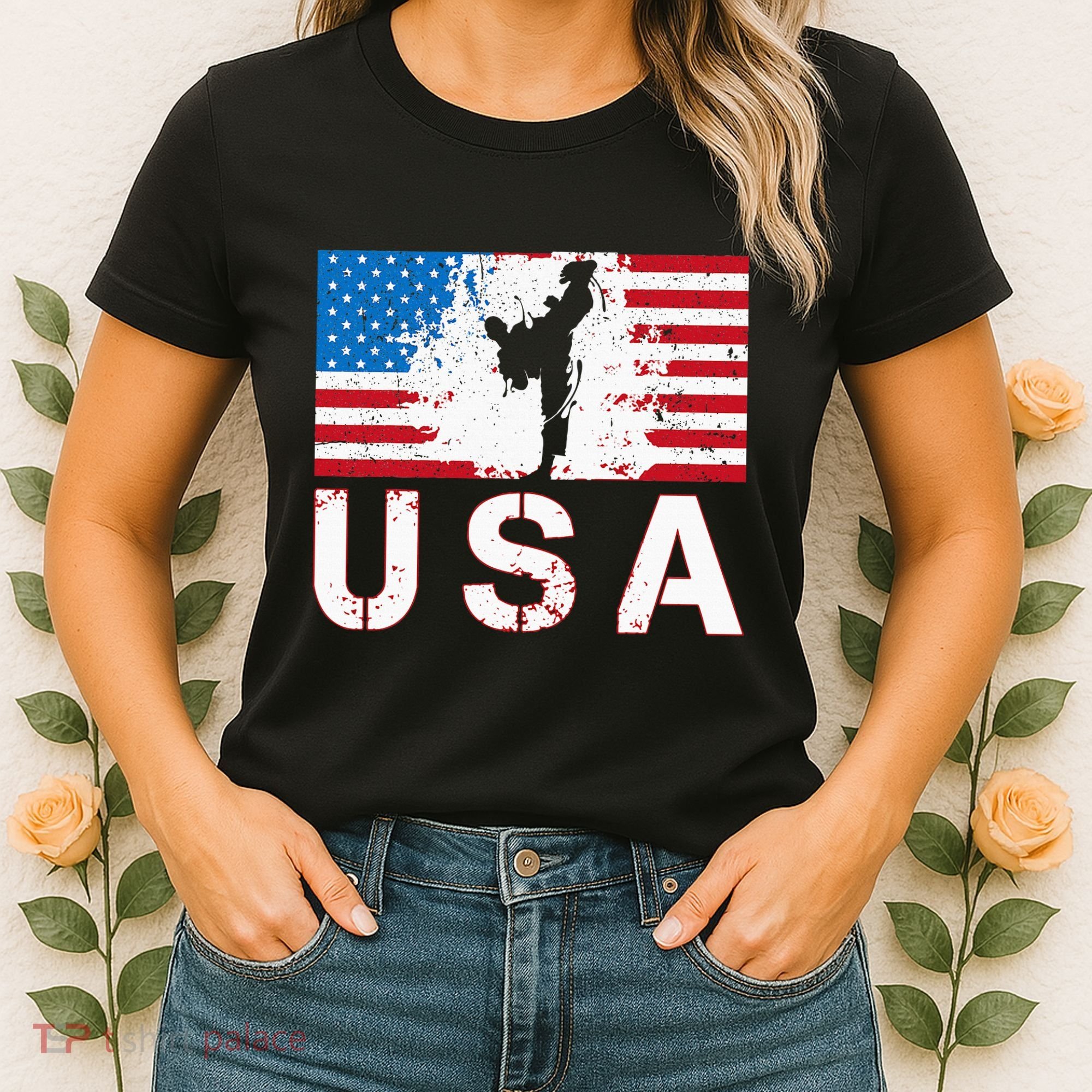 Usa Taekwondo Team American Flag Us Martial Women's T-Shirt