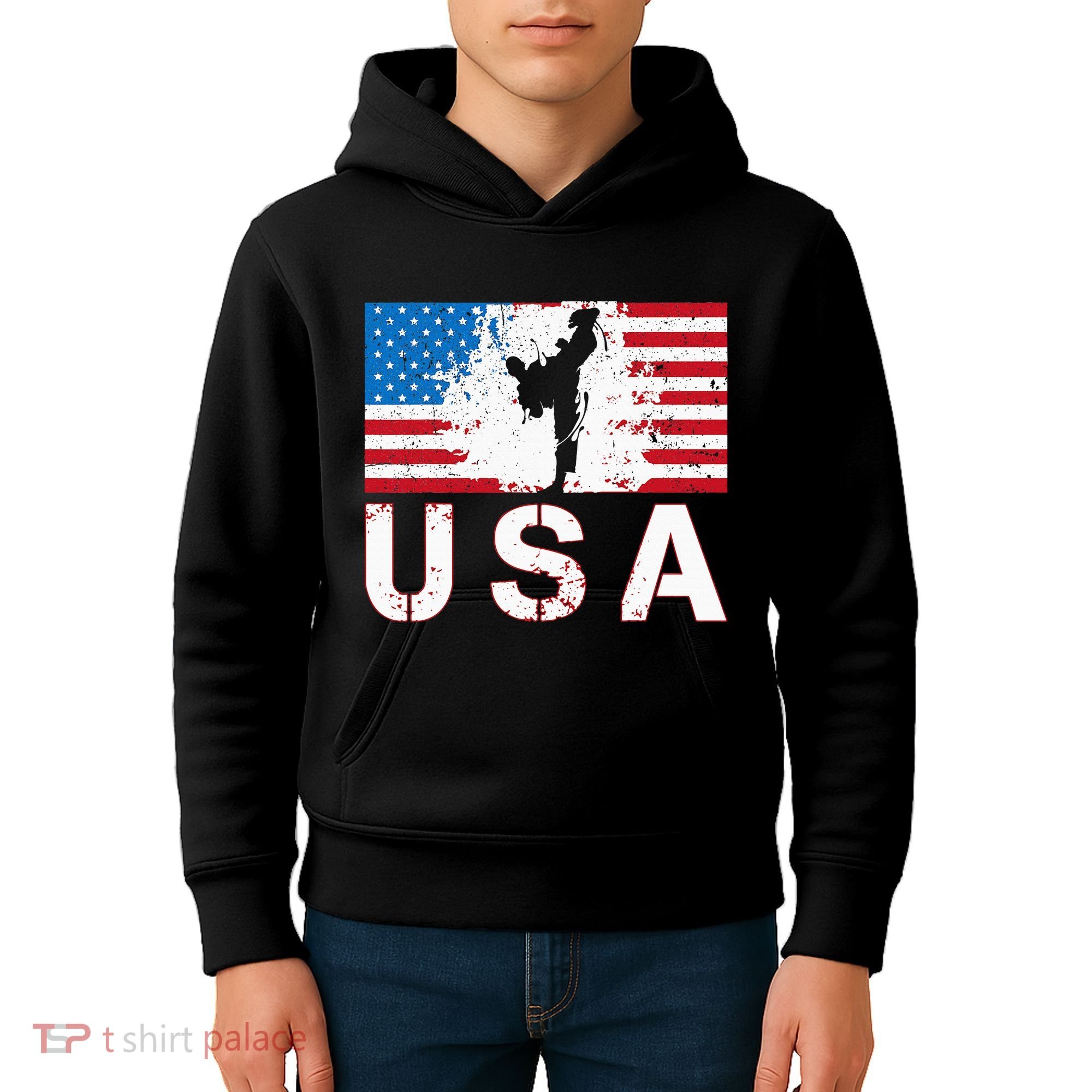 Usa Taekwondo Team American Flag Us Martial Kids Hoodie