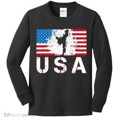 Usa Taekwondo Team American Flag Us Martial Kids Long Sleeve Shirt