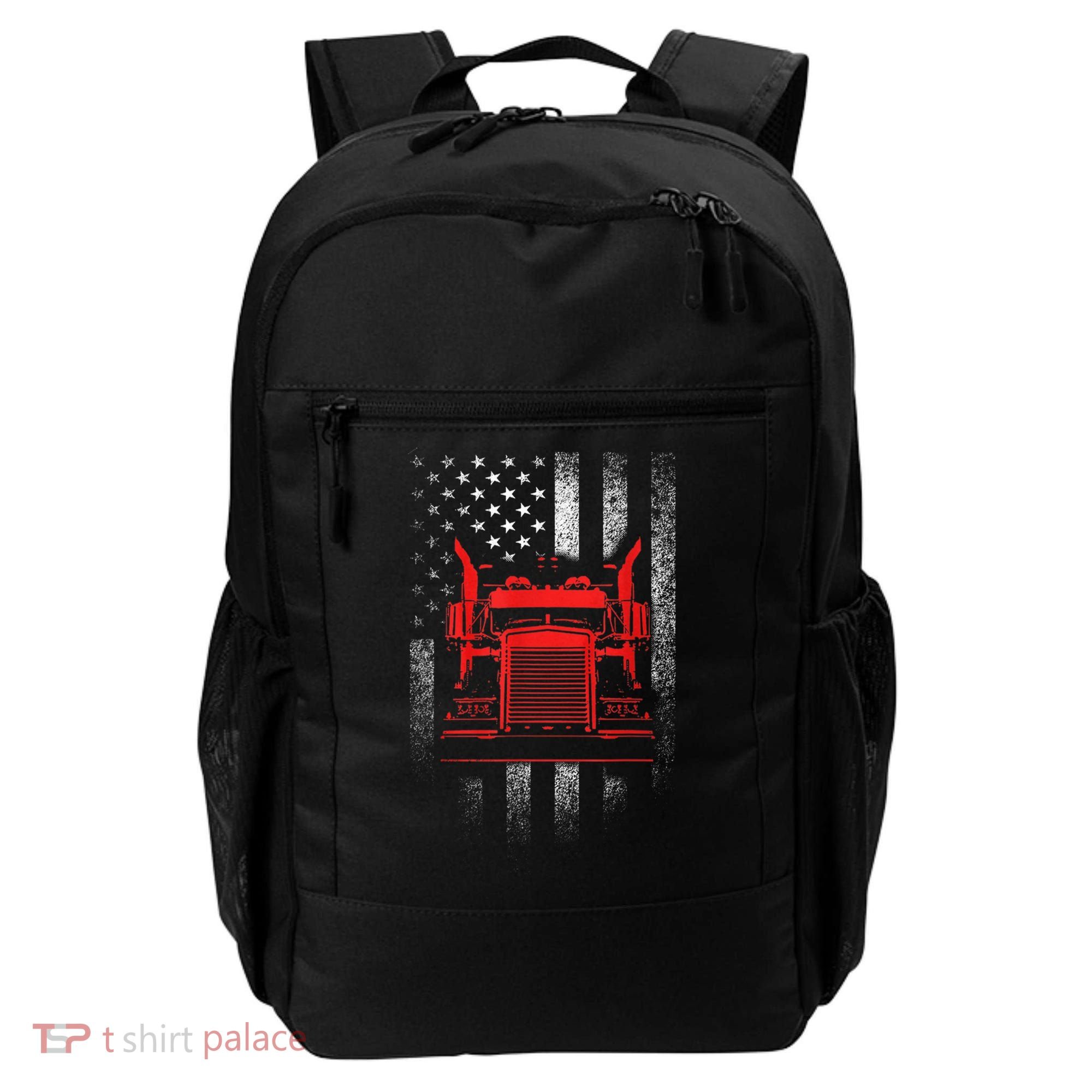 Us Trucking Us Flag With Truck Backpack