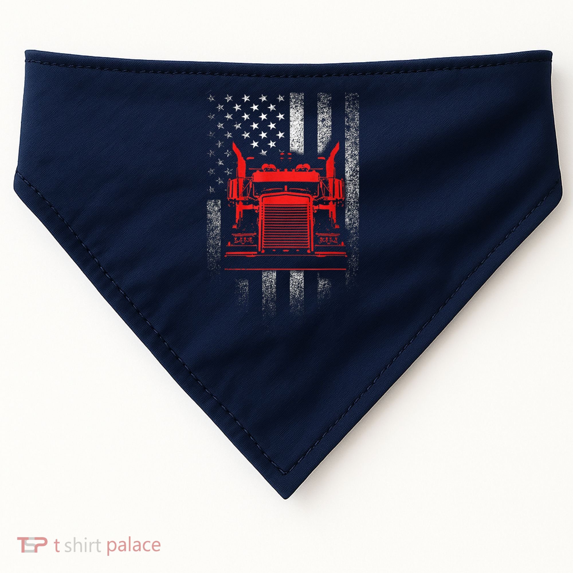 Us Trucking Us Flag With Truck USA-Made Doggie Bandana