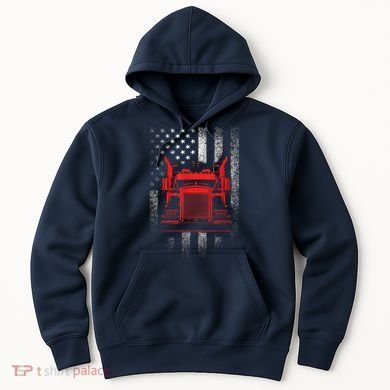 Us Trucking Us Flag With Truck Hoodie