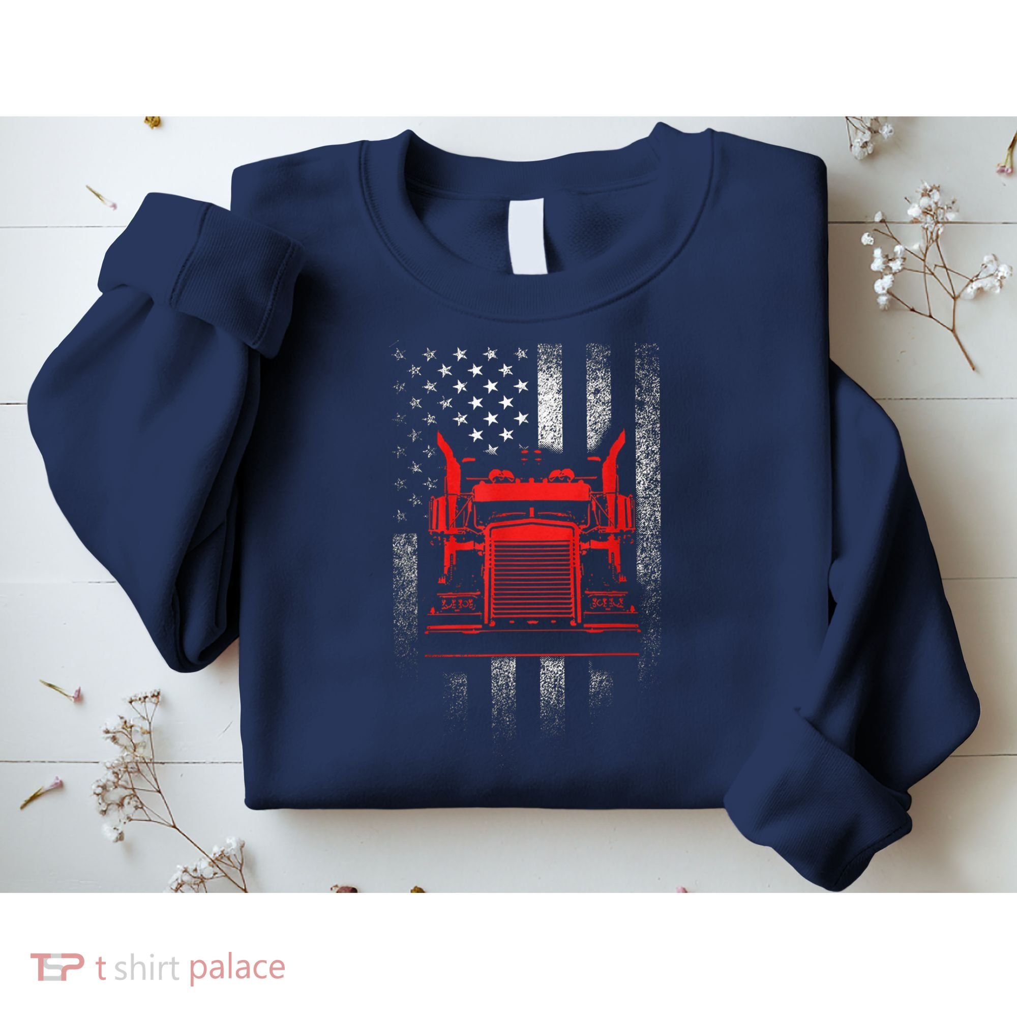 Us Trucking Us Flag With Truck Sweatshirt