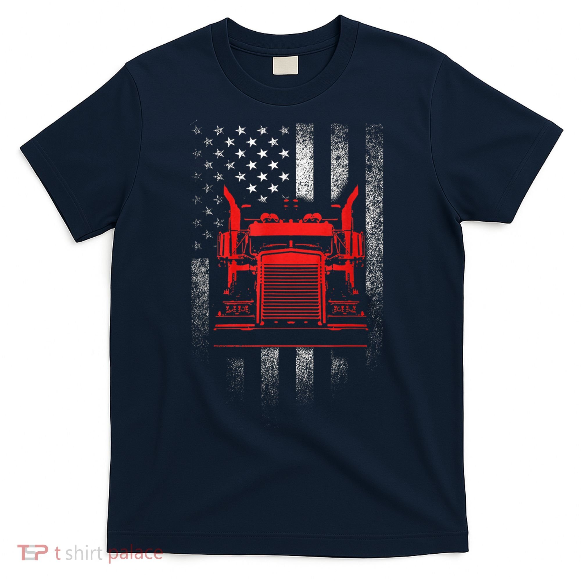 Us Trucking Us Flag With Truck T-Shirt
