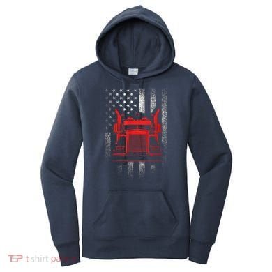 Us Trucking Us Flag With Truck Women's Hoodie