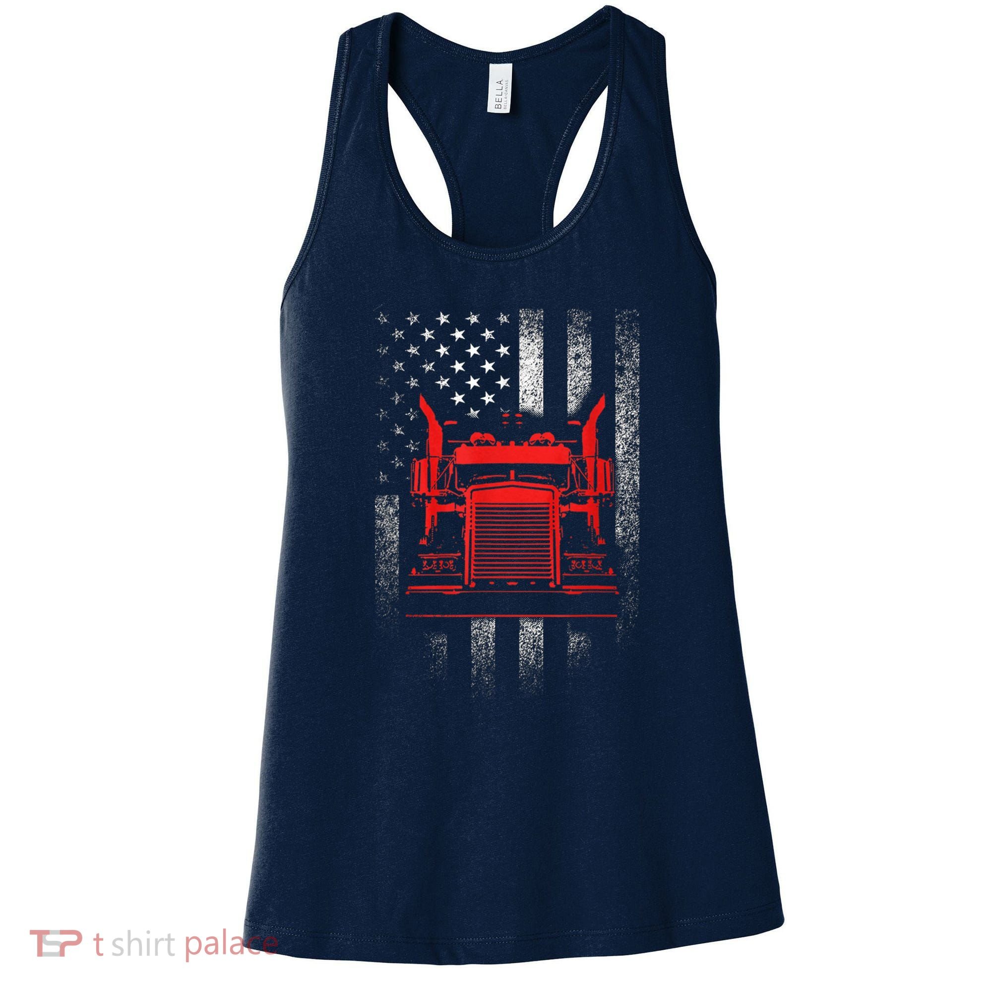 Us Trucking Us Flag With Truck Women's Tank Top