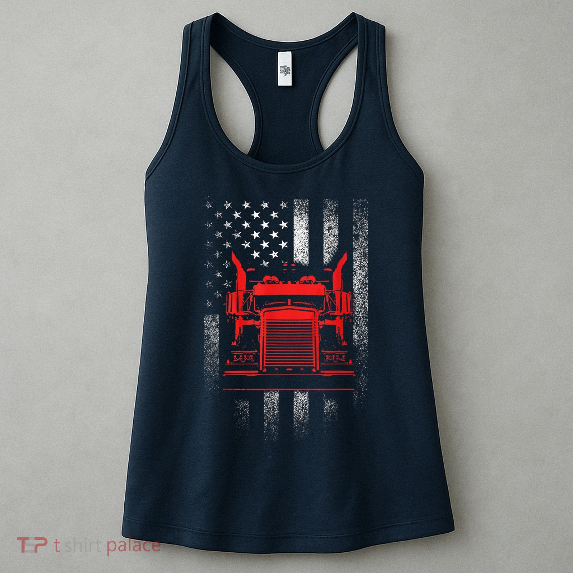 Us Trucking Us Flag With Truck Women's Tank Top