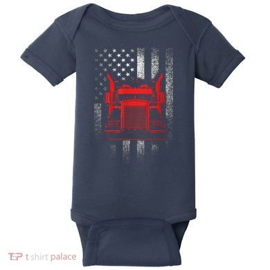 Us Trucking Us Flag With Truck Baby Bodysuit