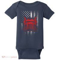 Us Trucking Us Flag With Truck Baby Bodysuit thumb 0