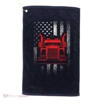 Us Trucking Us Flag With Truck Golf Towel thumb 0