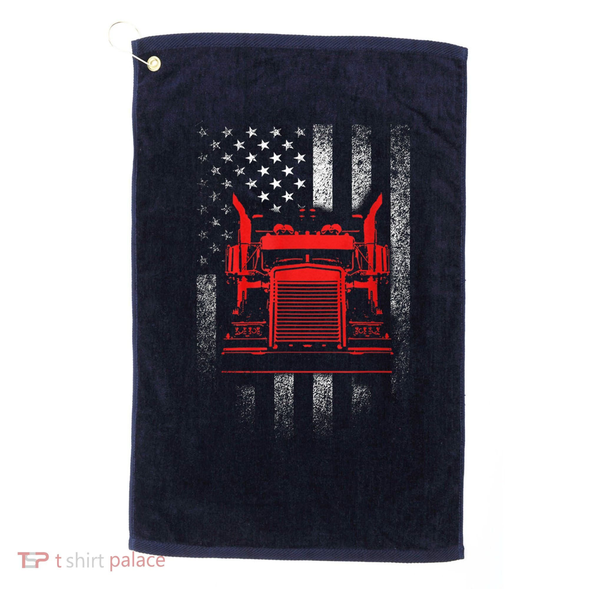 Us Trucking Us Flag With Truck Golf Towel