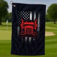 Us Trucking Us Flag With Truck Golf Towel thumb 1