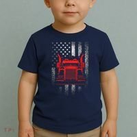 Us Trucking Us Flag With Truck Toddler T-Shirt thumb 2
