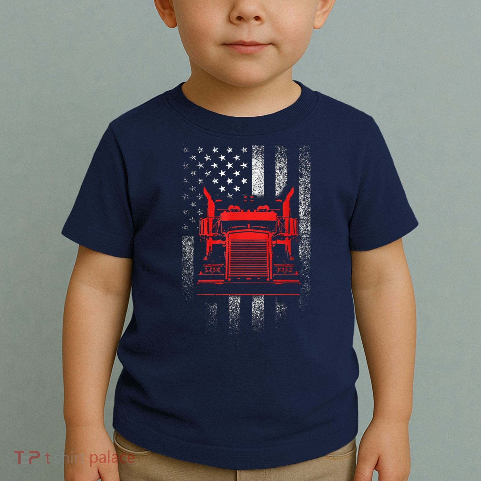 Us Trucking Us Flag With Truck Toddler T-Shirt