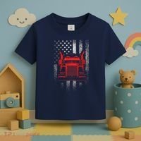 Us Trucking Us Flag With Truck Toddler T-Shirt thumb 3