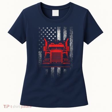 Us Trucking Us Flag With Truck Women's T-Shirt