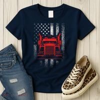 Us Trucking Us Flag With Truck Women's T-Shirt thumb 3