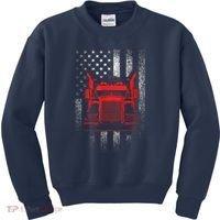 Us Trucking Us Flag With Truck Kids Sweatshirt thumb 0