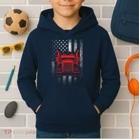Us Trucking Us Flag With Truck Kids Hoodie thumb 2