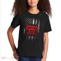 Us Trucking Us Flag With Truck Kids T-Shirt thumb 2