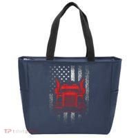 Us Trucking Us Flag With Truck Tote Bag thumb 0