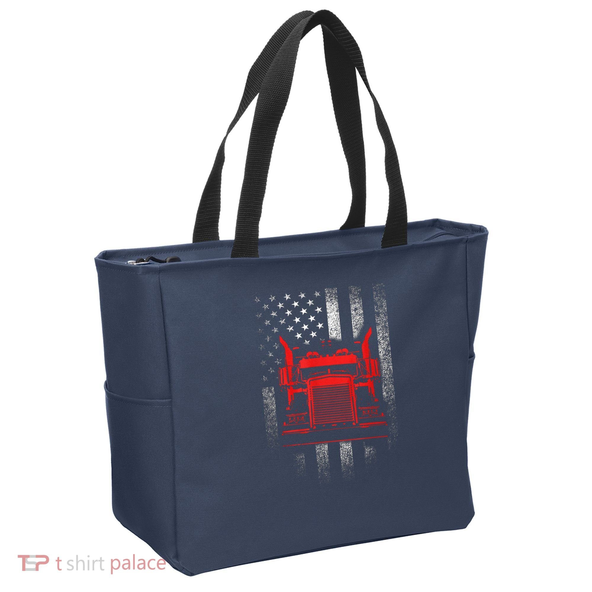Us Trucking Us Flag With Truck Tote Bag