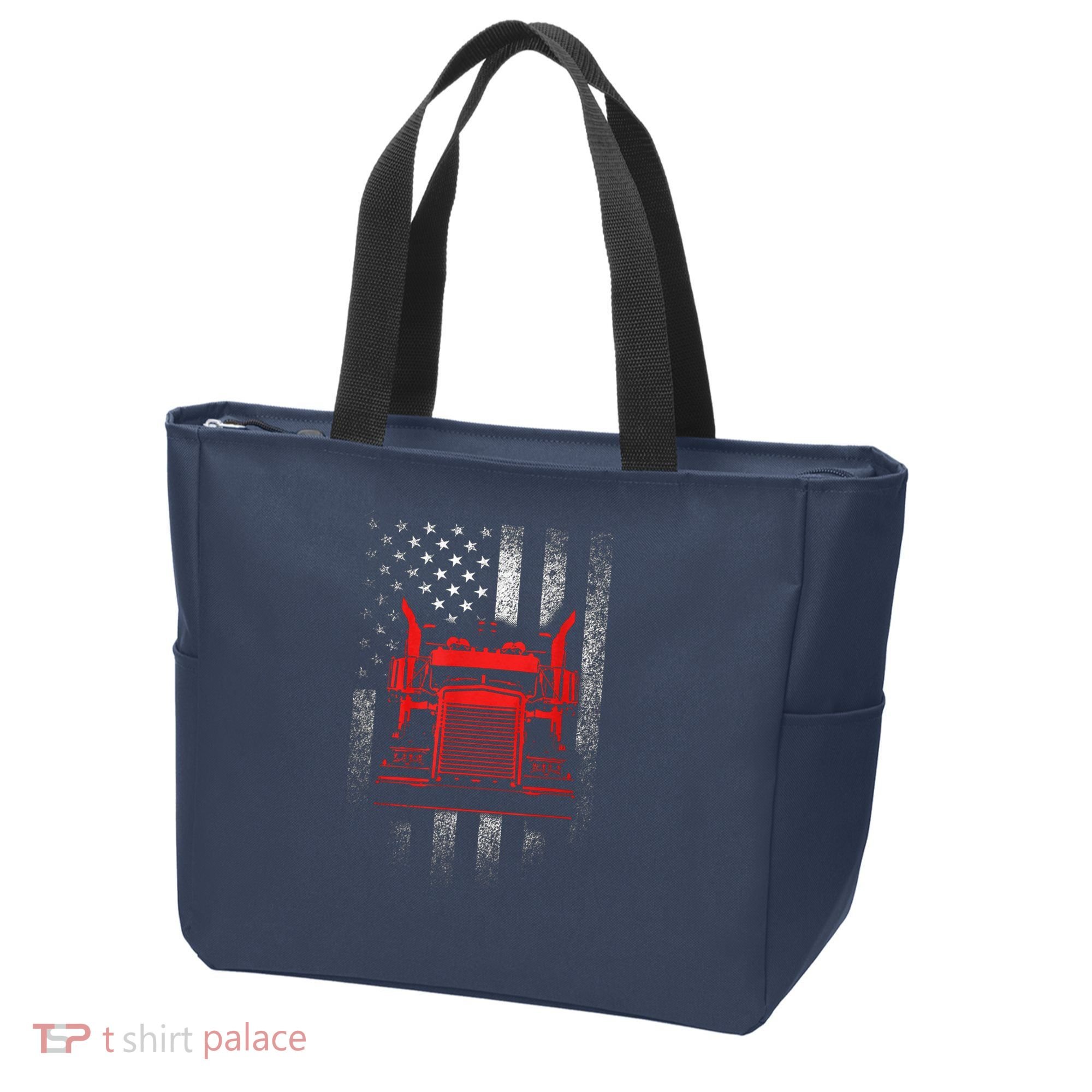 Us Trucking Us Flag With Truck Tote Bag