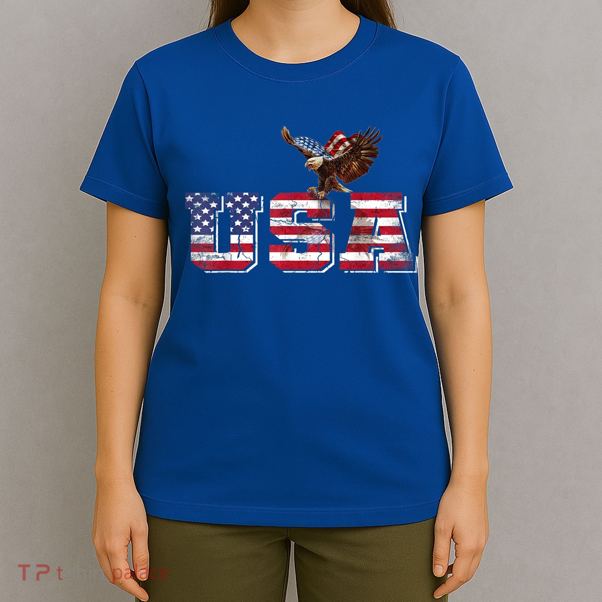USA US American Flag Patriotic 4th Of July Bald Eagle Merica T-Shirt
