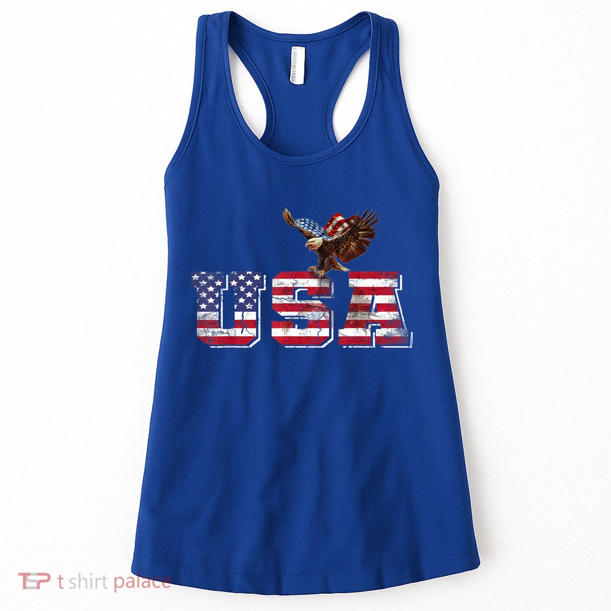 USA US American Flag Patriotic 4th Of July Bald Eagle Merica Women's Tank Top