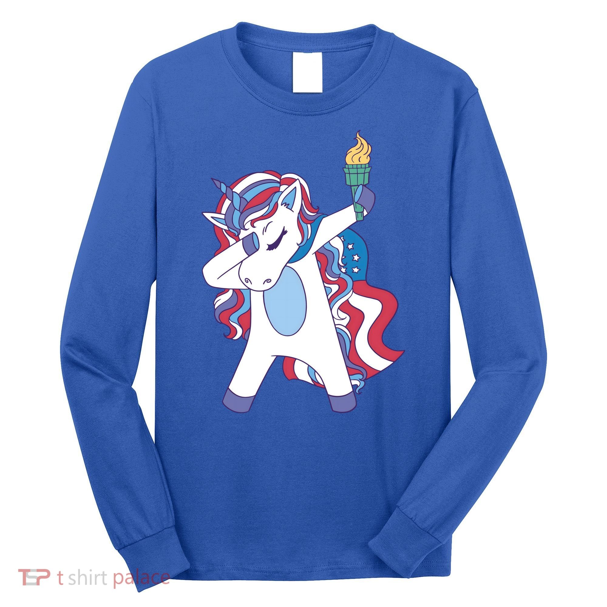 USA Unicorn Dabbing Long Sleeve Shirt