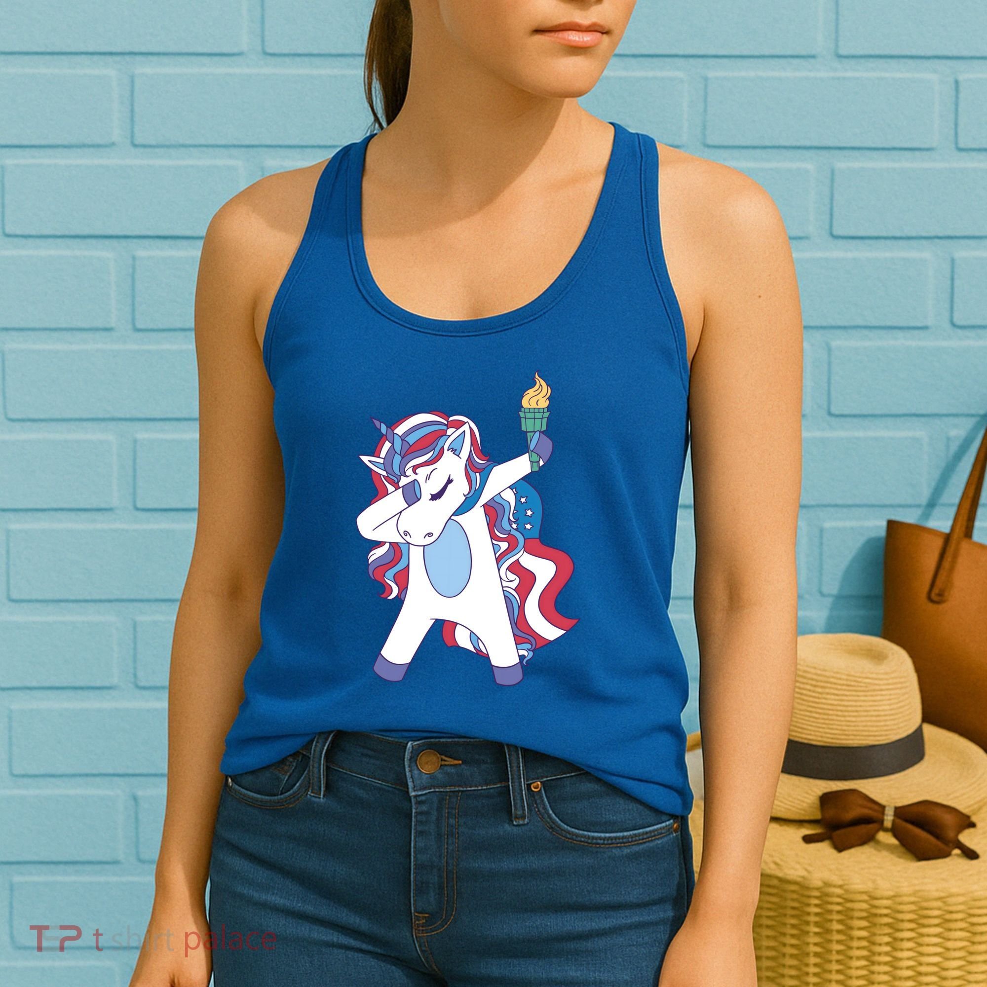 USA Unicorn Dabbing Women's Tank Top