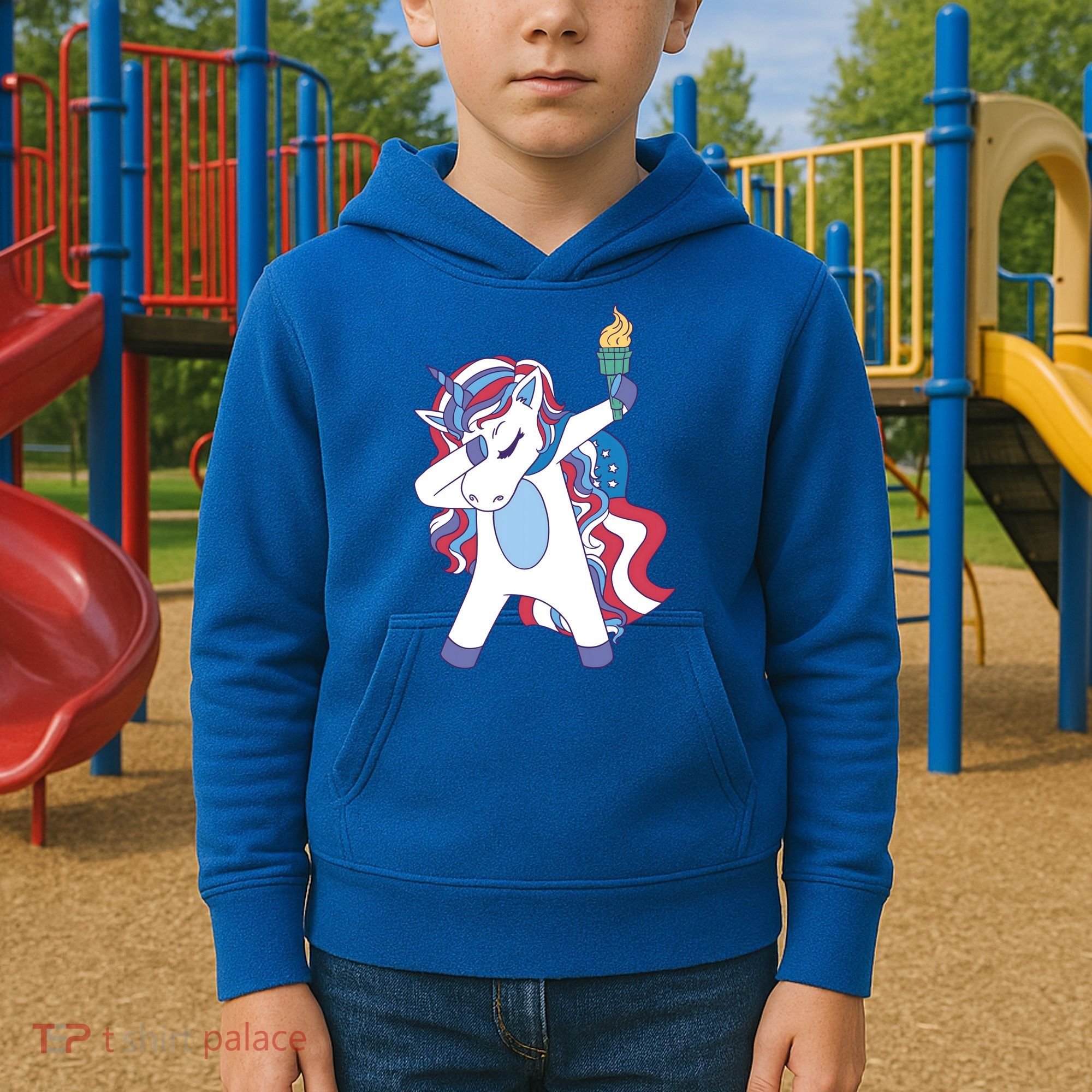 USA Unicorn Dabbing Kids Hoodie