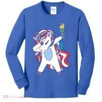 USA Unicorn Dabbing Kids Long Sleeve Shirt thumb 0