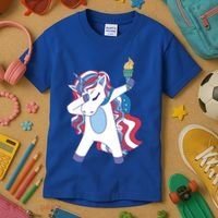 USA Unicorn Dabbing Kids T-Shirt thumb 3